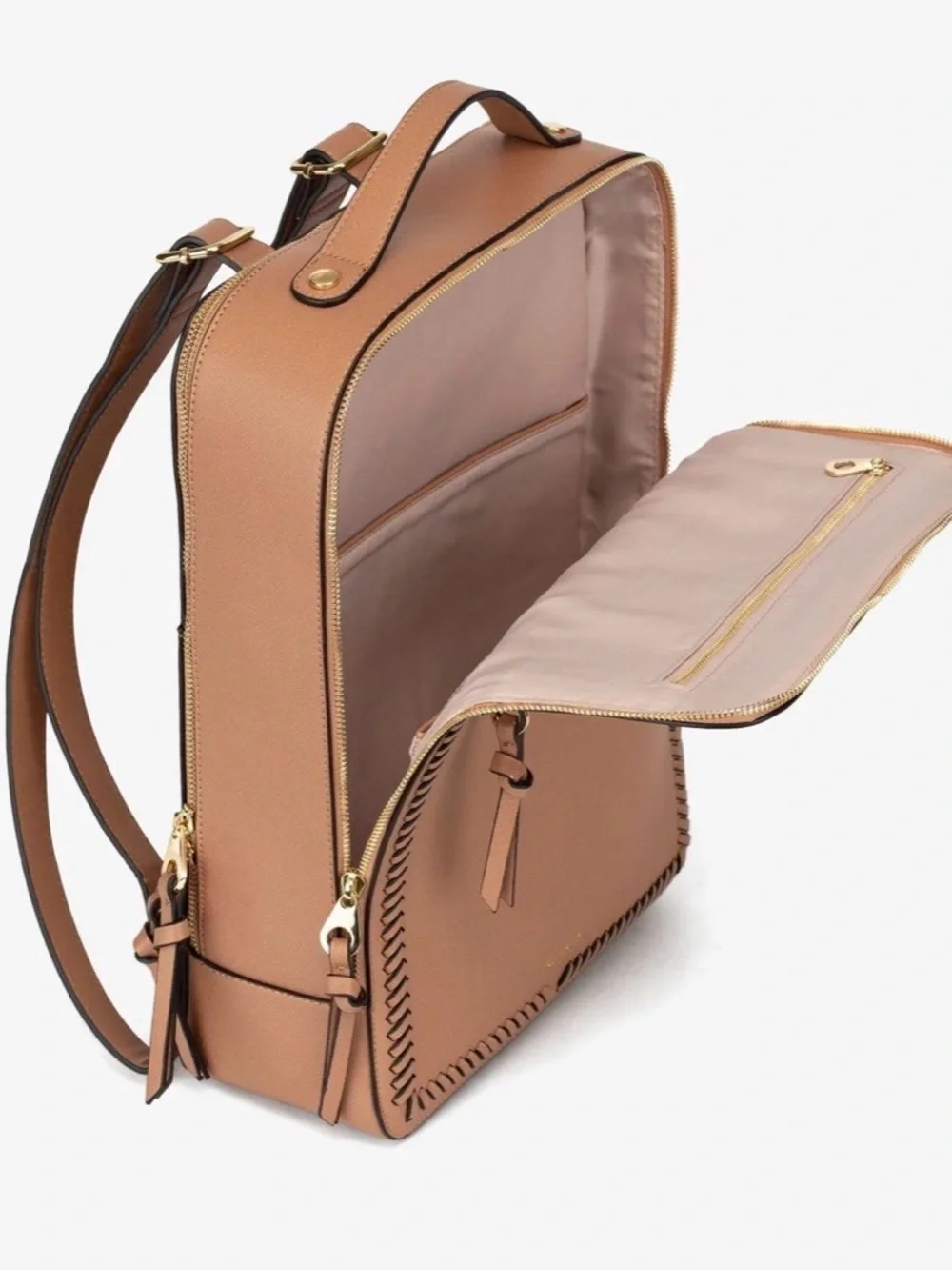 Calpak Blush Pink Backpack with Whipstitch Detail